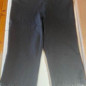 Women’s Black Crop Pants, with lace trim.  Slim Factor by Investments
